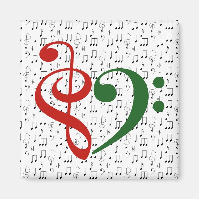 Treble Clef Heart Music Älskare jul Magnet (Framsidan)