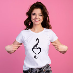 Treble Clef Heart Music Note T Shirt