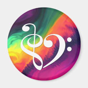 Treble Clef Heart Rainbow Vågar Nebula Magnet