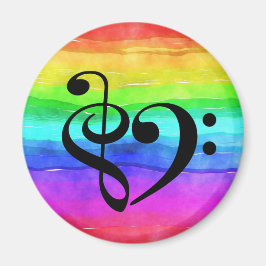 Treble Clef Heart Rainbow Watercolor Magnet