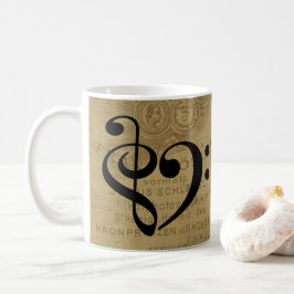 Treble Clef Heart Vintage Lakan Music Kaffemugg