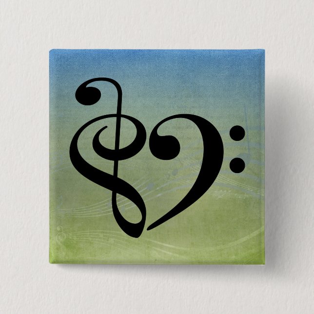 Treble Clef Heart Vintage Lakan Music Knapp (Framsida)