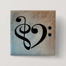 Treble Clef Heart Vintage Lakan Music Knapp