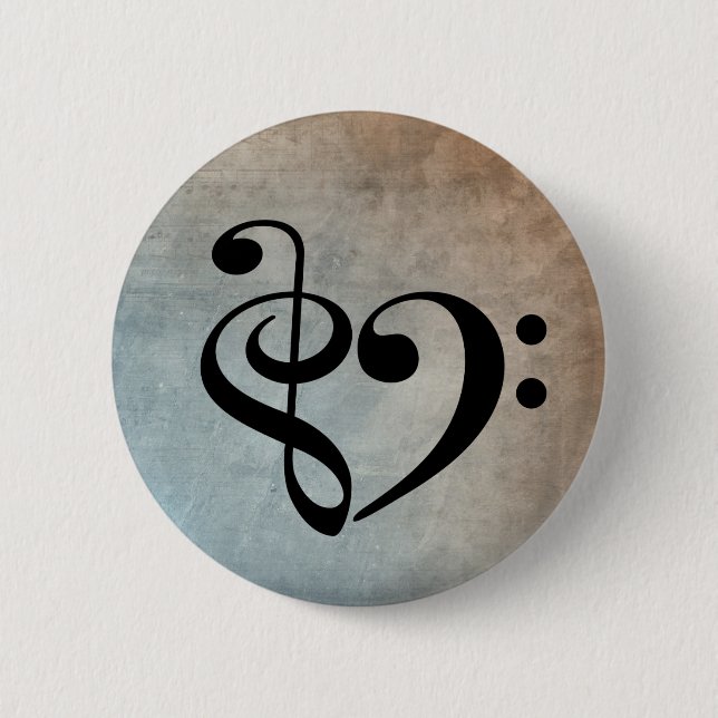 Treble Clef Heart Vintage Lakan Music Knapp (Framsida)