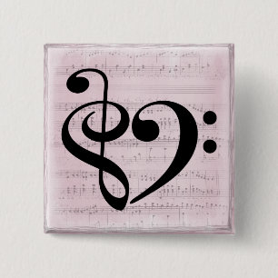 Treble Clef Heart Vintage Lakan Music Knapp
