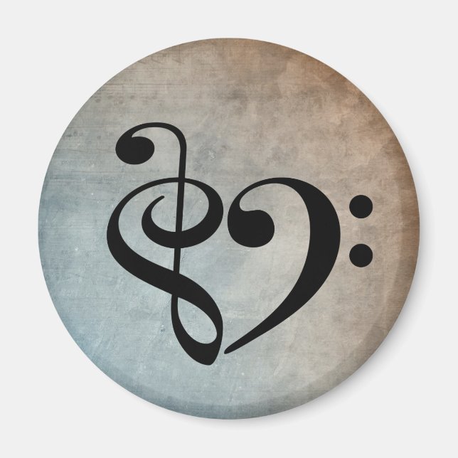 Treble Clef Heart Vintage Lakan Music Magnet (Framsidan)