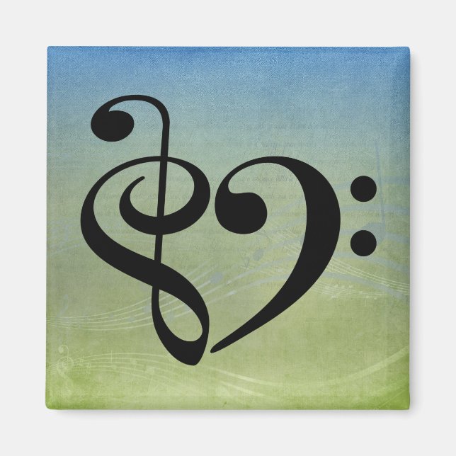 Treble Clef Heart Vintage Lakan Music Magnet (Framsidan)