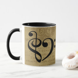 Treble Clef Heart Vintage Lakan Music Mugg