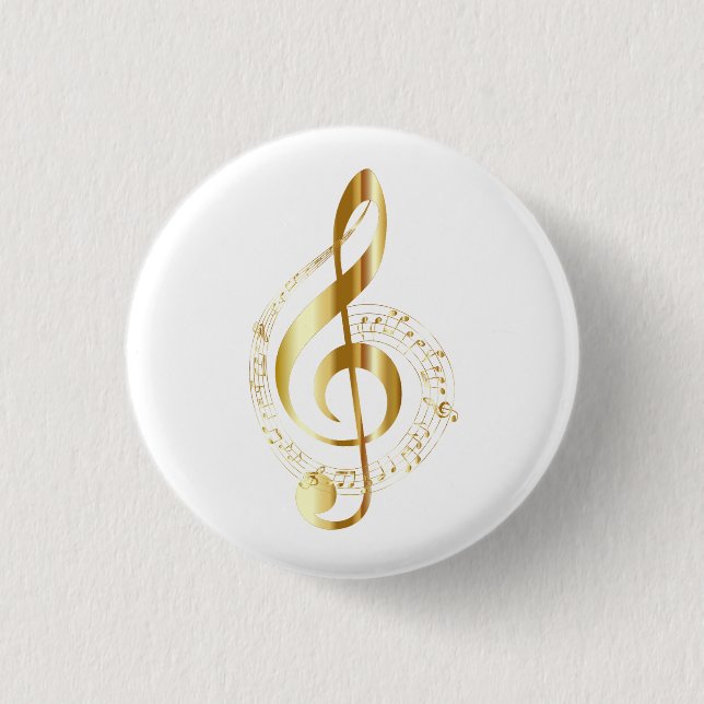 Treble clef in guld badge knapp (Framsida)