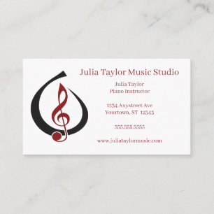 Treble Clef in Open TearDrop Music Teacher Visitkort