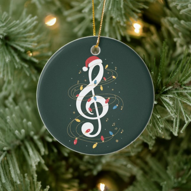 Treble Clef jul Ljus Music Älskare Musician Julgransprydnad Keramik (Träd)
