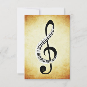 Treble Clef med Piano Nycklar Kort
