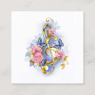 Treble clef med Rosa ros