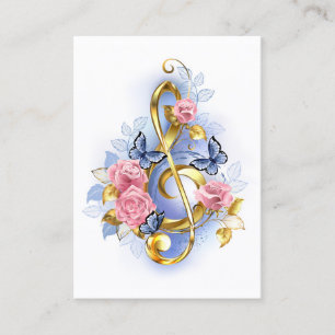 Treble clef med Rosa ros