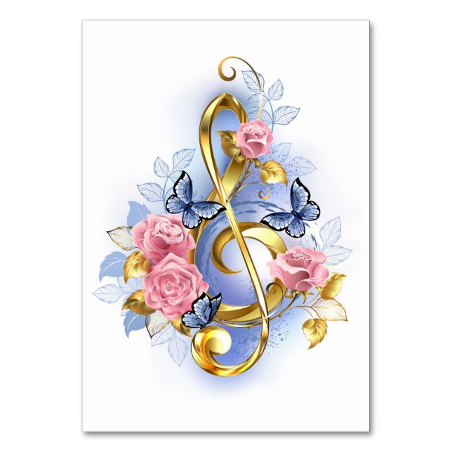 Treble clef med Rosa ros Bordsnummer (Framsidan)