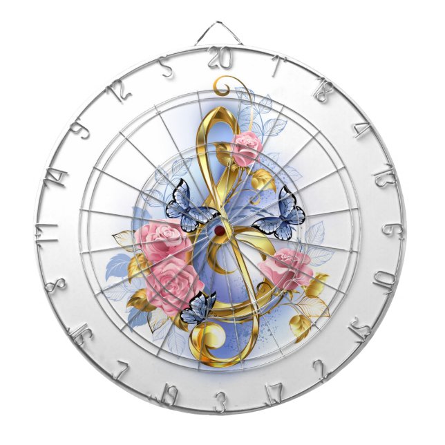 Treble clef med Rosa ros Darttavla (Framsidan)