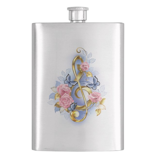 Treble clef med Rosa ros Fickplunta (Framsidan)