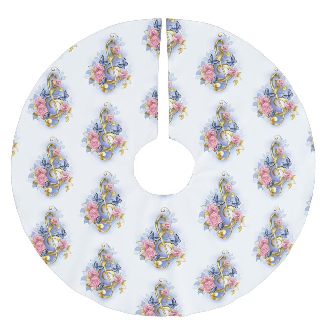 Treble clef med Rosa ros Julgransmatta Borstad Polyester (Framsidan)