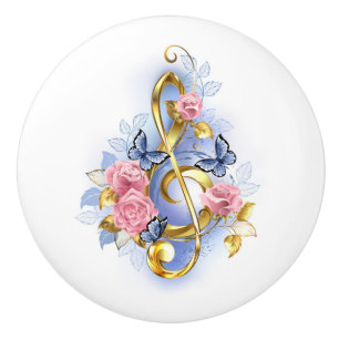Treble clef med Rosa ros Knopp