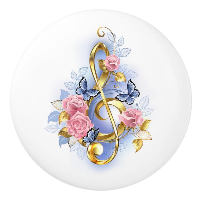 Treble clef med Rosa ros Knopp (Framsidan)