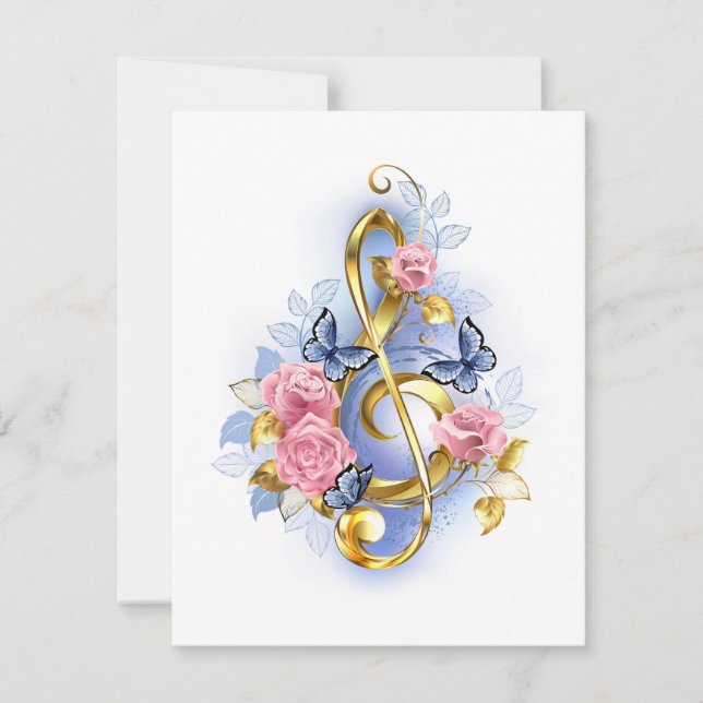 Treble clef med Rosa ros Meddelande (Framsida)