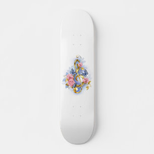 Treble clef med Rosa ros Mini Skateboard Bräda 18,5 Cm