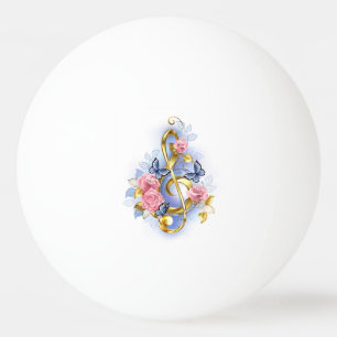 Treble clef med Rosa ros Pingisboll