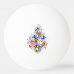 Treble clef med Rosa ros Pingisboll
