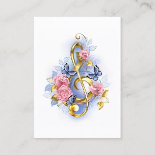 Treble clef med Rosa ros Rabattkort