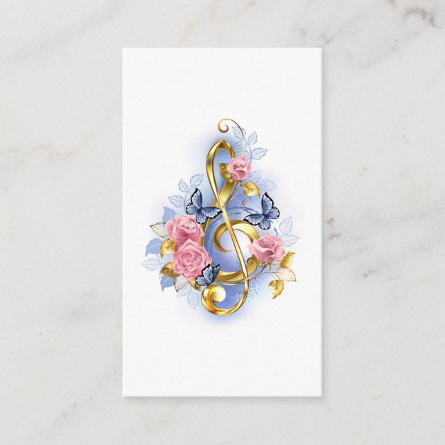 Treble clef med Rosa ros Rådkort (Framsida)
