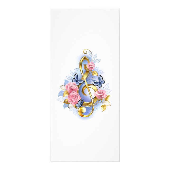 Treble clef med Rosa ros Reklamkort (Framsidan)
