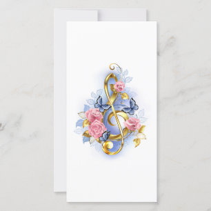 Treble clef med Rosa ros Spara Datumet