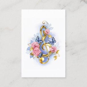 Treble clef med Rosa ros Visitkort
