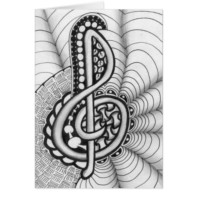 Treble Clef Music Doodle Hälsningskort (Framsidan)