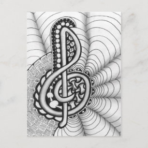 Treble Clef Music Doodle Vykort