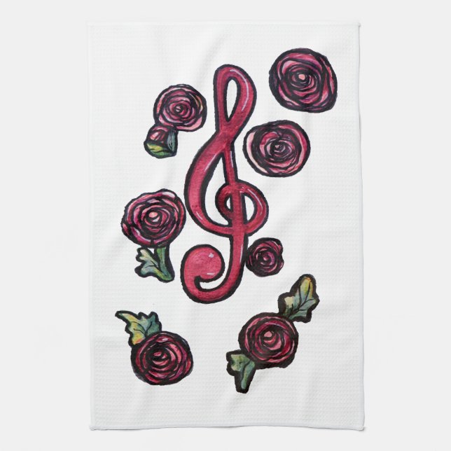 Treble Clef Music Lärarkonst Kökshandduk (Vertikal)