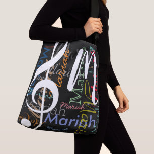 Treble Clef Music monogram med färg namn svart Axelväska