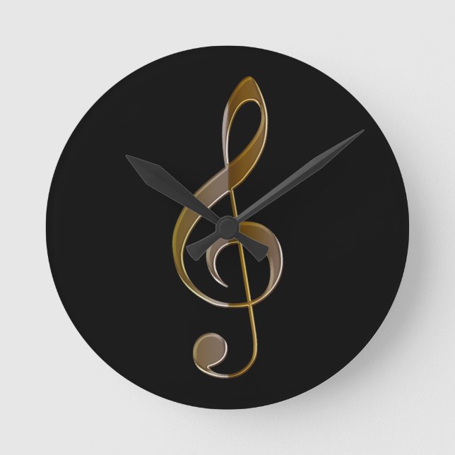 Treble Clef Music-themed Wall Clock Rund Klocka (Framsida)