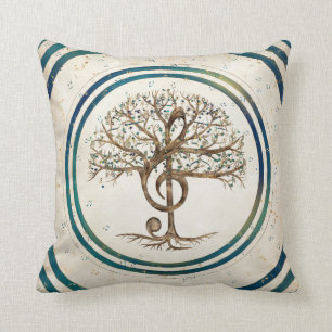 Treble Clef Music Träd Kudde