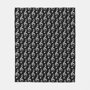 Treble Clef Musical Fleece Blanket (svart)