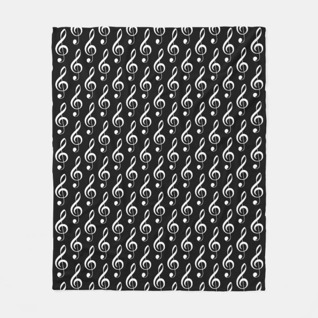 Treble Clef Musical Fleece Blanket (svart) (Framsidan)