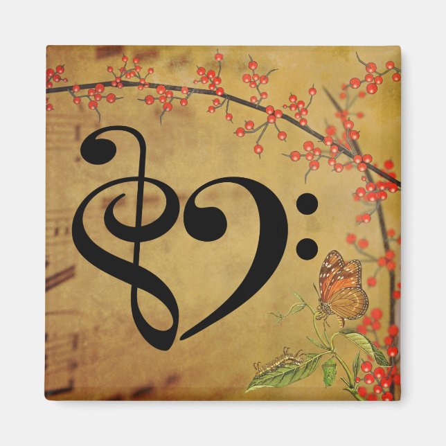 Treble Clef Musical Heart Lakan Music Magnet (Framsidan)