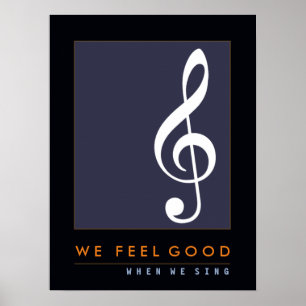 treble clef Musical Note, sjunga, musik inspirerad Poster