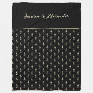 Treble Clef Musical Symbol Music Älskare Black Fleecefilt