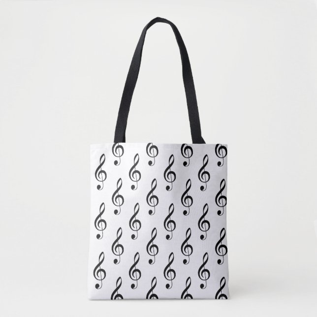Treble Clef Musical Tote Bag Tygkasse (Framsida)