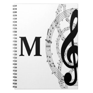 treble clef musician monogram anteckningsbok