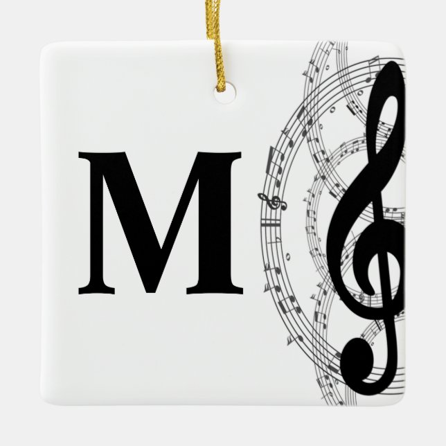 treble clef musician monogram julgransprydnad keramik (Framsida)