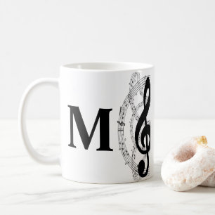 treble clef musician monogram kaffemugg