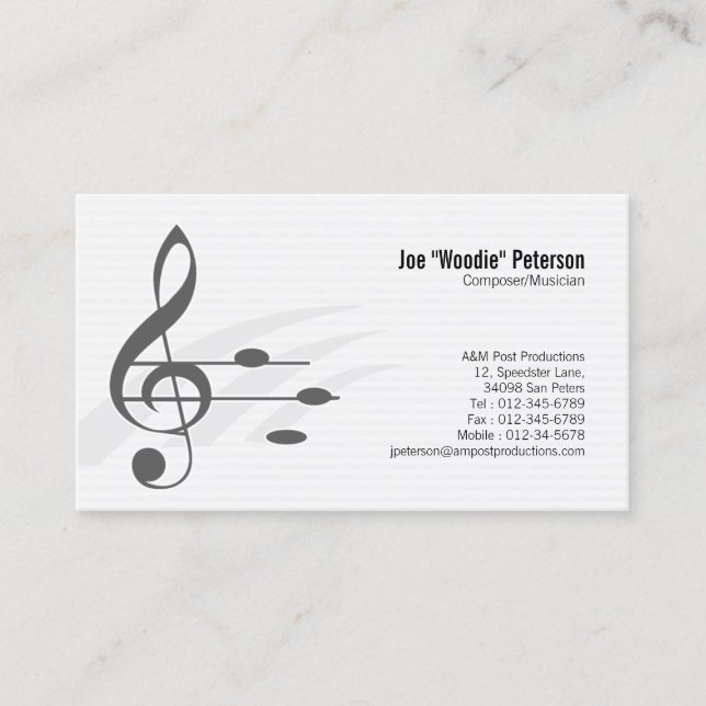 Treble Clef Musik noter Musician Visitkort (Framsida)
