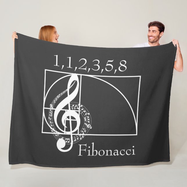 Treble Clef Musik noter och Fibonacci Spiral Fleecefilt (På plats)